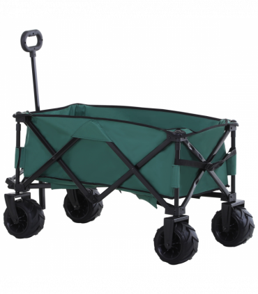 Outsunny Outdoor Cart Folding Cargo Wagon Trailer Beach w/ Telescopic Handle