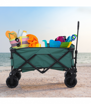 Outsunny Outdoor Cart Folding Cargo Wagon Trailer Beach w/ Telescopic Handle