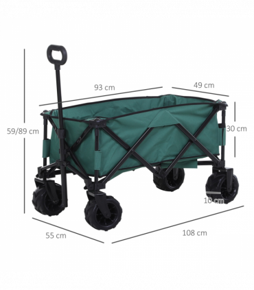 Outsunny Outdoor Cart Folding Cargo Wagon Trailer Beach w/ Telescopic Handle