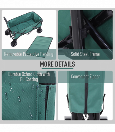 Outsunny Outdoor Cart Folding Cargo Wagon Trailer Beach w/ Telescopic Handle