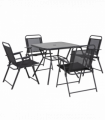 Outsunny Outdoor Dining Set W/ Umbrella Hole Table, Patio Furniture Sets, Black