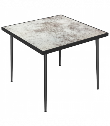Outsunny Outdoor Dining Table for 4 with Marble Effect Tempered Glass Top Grey