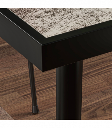 Outsunny Outdoor Dining Table for 4 with Marble Effect Tempered Glass Top Grey