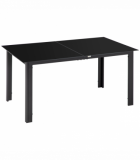 Outsunny Outdoor Dining Table for 6 Patio Table with Glass Tabletop Black