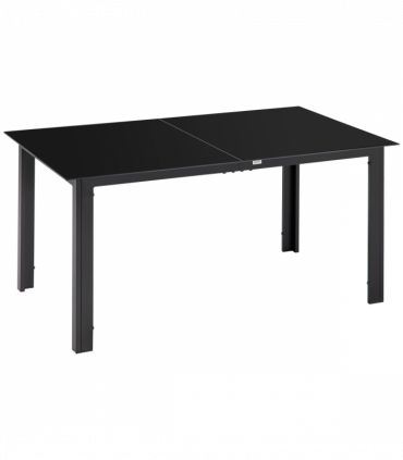 Outsunny Outdoor Dining Table for 6 Patio Table with Glass Tabletop Black