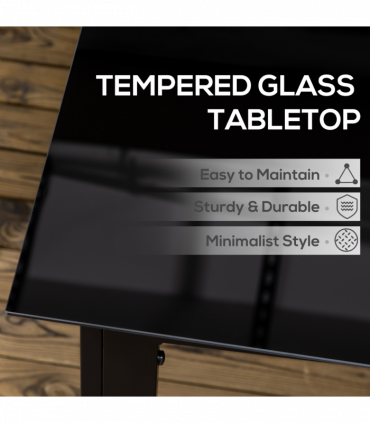 Outsunny Outdoor Dining Table for 6 Patio Table with Glass Tabletop Black