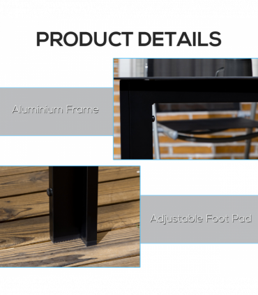 Outsunny Outdoor Dining Table for 6 Patio Table with Glass Tabletop Black