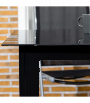 Outsunny Outdoor Dining Table for 6 Patio Table with Glass Tabletop Black