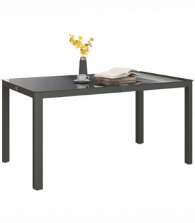 Outsunny Outdoor Dining Table for 6 with Glass Top, Aluminium Frame, Grey