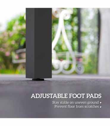 Outsunny Outdoor Dining Table for 6 with Glass Top, Aluminium Frame, Grey