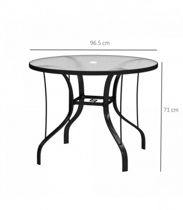 Outsunny Outdoor Dining Table with Parasol Hole, Round, 96.5 x 96.5 x 71 cm