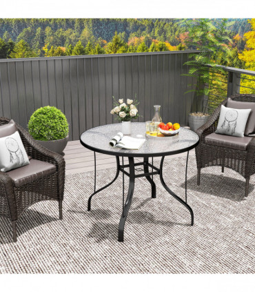 Outsunny Outdoor Dining Table with Parasol Hole, Round, 96.5 x 96.5 x 71 cm