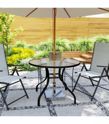 Outsunny Outdoor Dining Table with Parasol Hole, Round, 96.5 x 96.5 x 71 cm