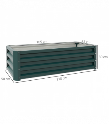 Outsunny Outdoor Planter Box, Steel Raised Garden Bed, Set of 2, Green