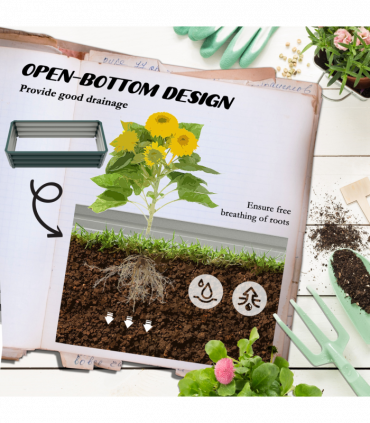 Outsunny Outdoor Planter Box, Steel Raised Garden Bed, Set of 2, Green