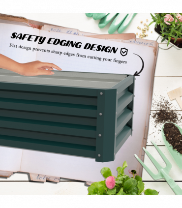Outsunny Outdoor Planter Box, Steel Raised Garden Bed, Set of 2, Green