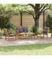Garden Sofa Set 4 pcs Natural Solid teak wood