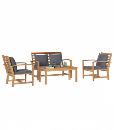 Garden Sofa Set 4 pcs Natural Solid teak wood