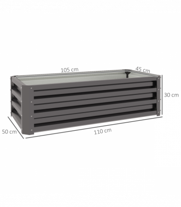 Outsunny Outdoor Planter Box, Steel Raised Garden Bed, Set of 2, Grey