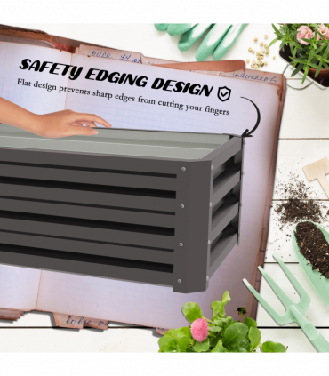 Outsunny Outdoor Planter Box, Steel Raised Garden Bed, Set of 2, Grey