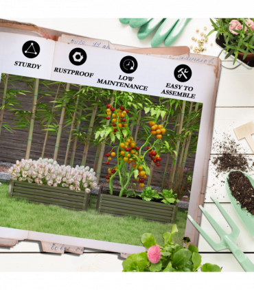 Outsunny Outdoor Planter Box, Steel Raised Garden Bed, Set of 2, Grey