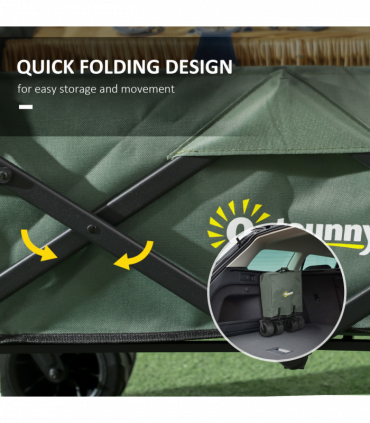 Outsunny Outdoor Push Pull Wagon Stroller Cart with Canopy Top Green