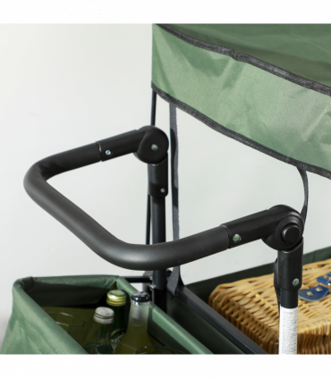 Outsunny Outdoor Push Pull Wagon Stroller Cart with Canopy Top Green