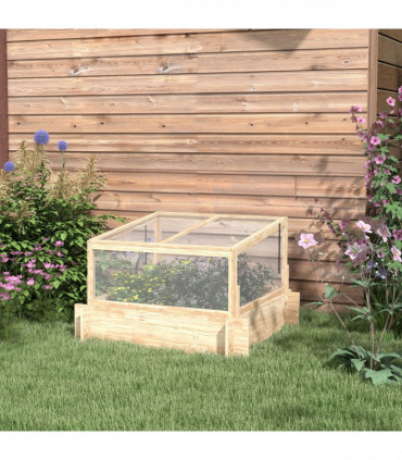 Outsunny Outdoor Raised Garden Bed with Cold Frame Greenhouse and Openable Top