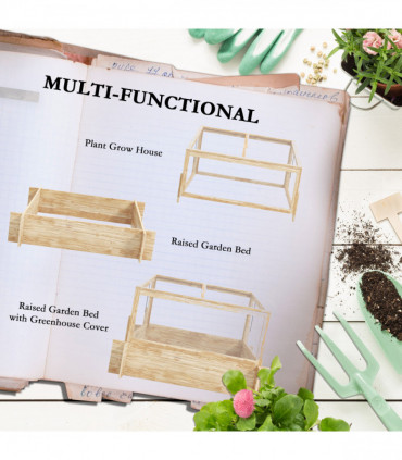 Outsunny Outdoor Raised Garden Bed with Cold Frame Greenhouse and Openable Top