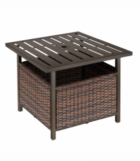 Outsunny Outdoor Rattan Coffee Table w/ Umbrella Hole Fit for Garden Backyard