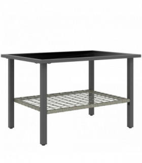 Outsunny Outdoor Rattan Coffee Table, Rectangular Tea Side Table, Mixed-grey
