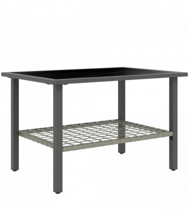 Outsunny Outdoor Rattan Coffee Table, Rectangular Tea Side Table, Mixed-grey