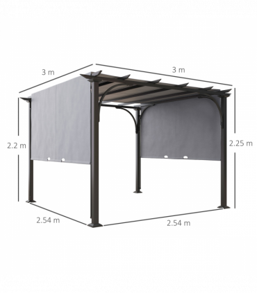 Outsunny Outdoor Retractable Pergola Garden Sun Shade Patio Canopy Shelter