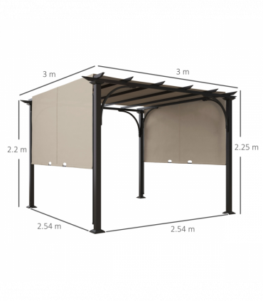 Outsunny Outdoor Retractable Pergola Garden Sun Shade Patio Canopy Shelter