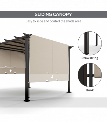Outsunny Outdoor Retractable Pergola Garden Sun Shade Patio Canopy Shelter
