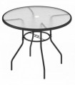 Outsunny Outdoor Round Dining Table Tempered Glass Top w/ Parasol Hole 100cm