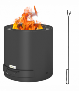 Outsunny Outdoor Round Fire Pit with Ash Tray and Fire Poker, Black