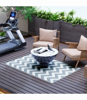 Outsunny Outdoor Rug, 1.2 x 1.8m Patio Floor Mat, Grey & White