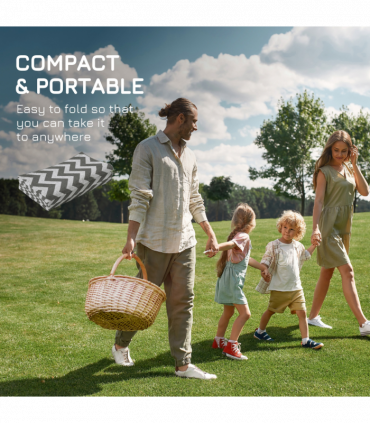 Outsunny Outdoor Rug, 1.2 x 1.8m Patio Floor Mat, Grey & White