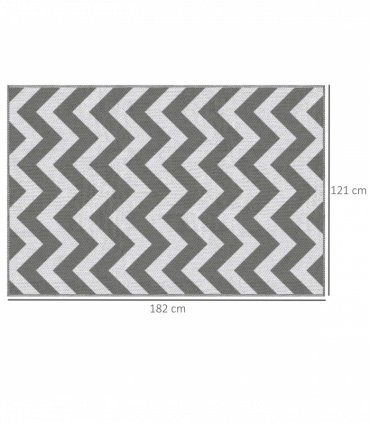 Outsunny Outdoor Rug, 1.2 x 1.8m Patio Floor Mat, Grey & White