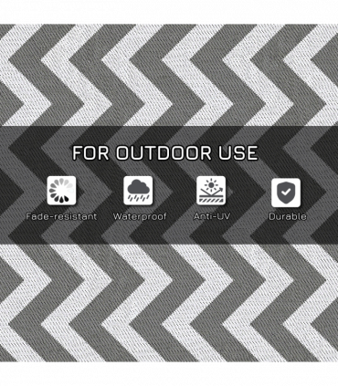 Outsunny Outdoor Rug, 1.2 x 1.8m Patio Floor Mat, Grey & White