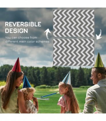 Outsunny Outdoor Rug, 1.2 x 1.8m Patio Floor Mat, Grey & White