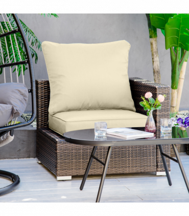 Outsunny Outdoor Seat and Back Cushion Set, Deep Seating Chair Cushion, Beige