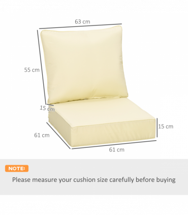 Outsunny Outdoor Seat and Back Cushion Set, Deep Seating Chair Cushion, Beige