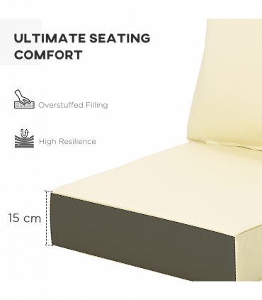 Outsunny Outdoor Seat and Back Cushion Set, Deep Seating Chair Cushion, Beige