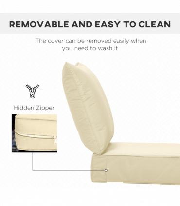 Outsunny Outdoor Seat and Back Cushion Set, Deep Seating Chair Cushion, Beige