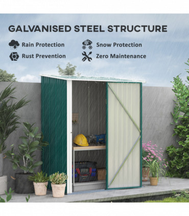 Outsunny Outdoor Storage Shed Steel Garden Shed w/ Lockable Door for Garden