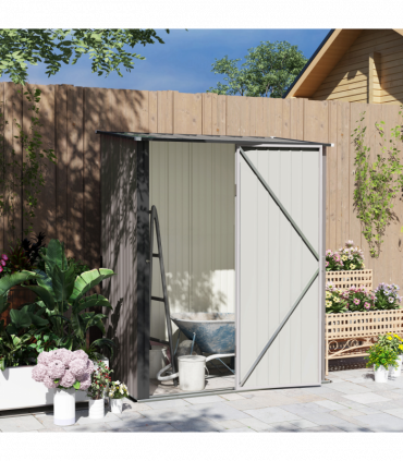 Outsunny Outdoor Storage Shed w/ Lockable Door for Garden, Light Grey