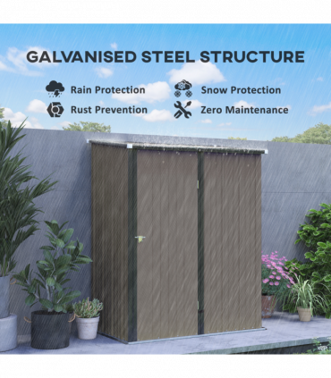 Outsunny Outdoor Storage Shed w/ Lockable Door for Garden, Light Grey