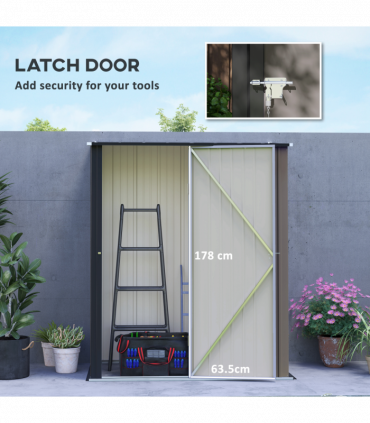 Outsunny Outdoor Storage Shed w/ Lockable Door for Garden, Light Grey